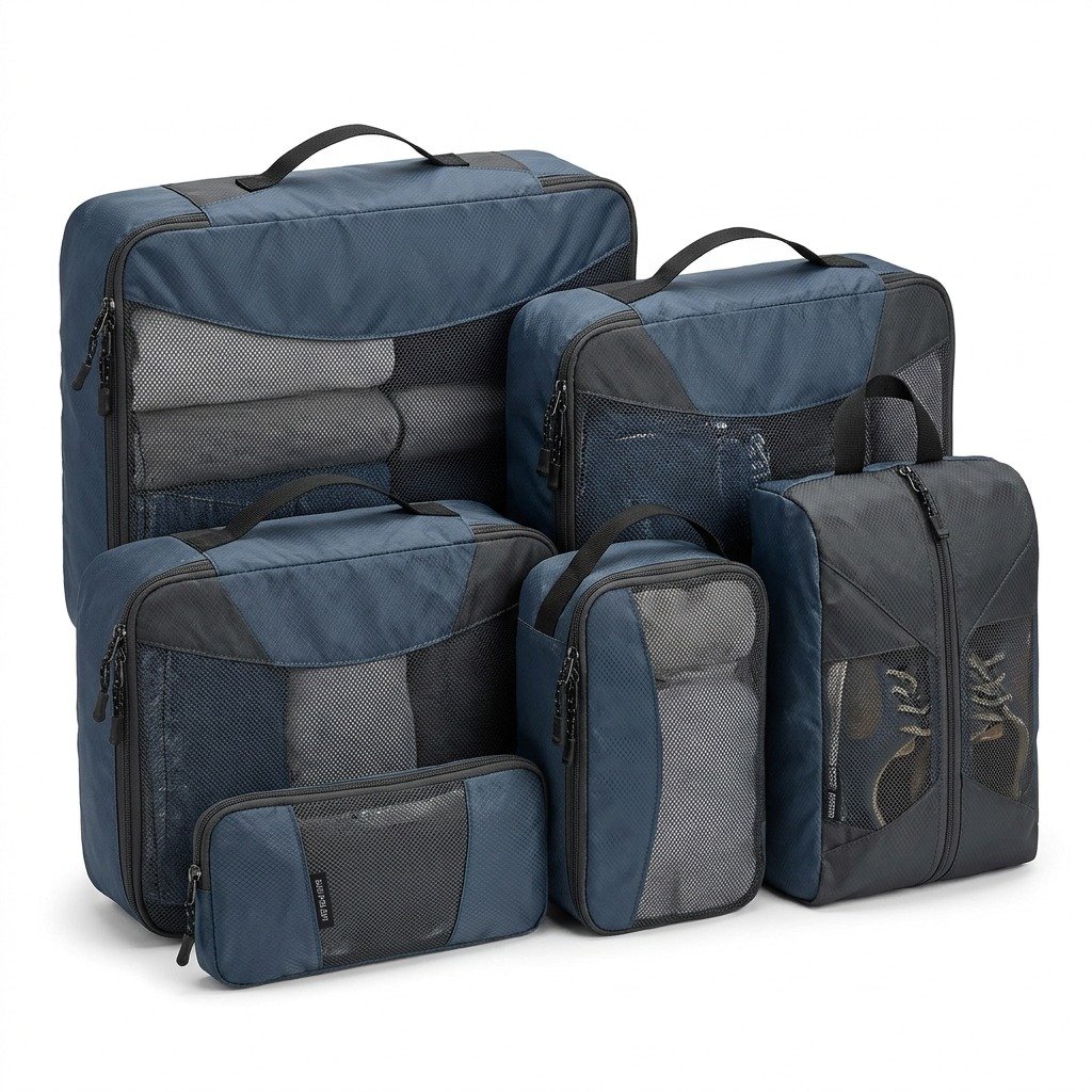 6-piece compression packing cubes set for luggage