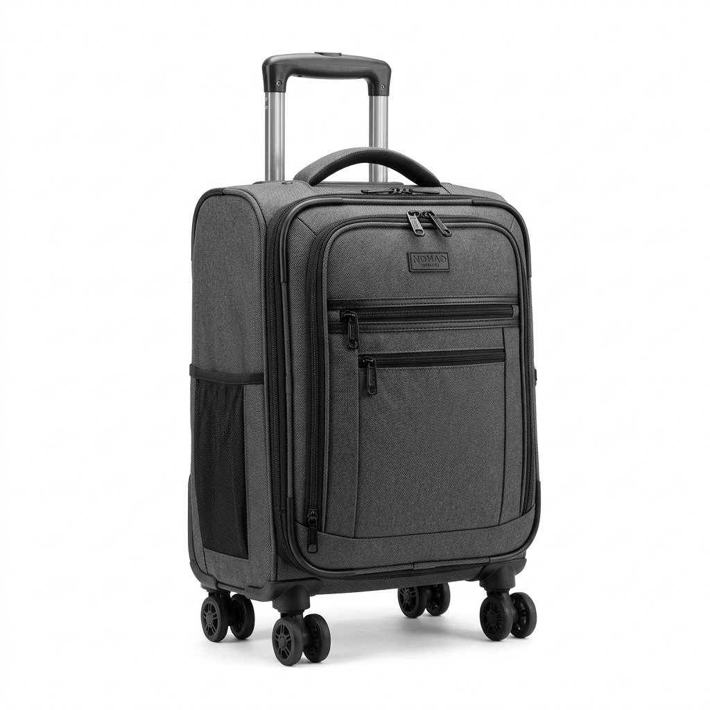 Underseat rolling tote bag with spinner wheels